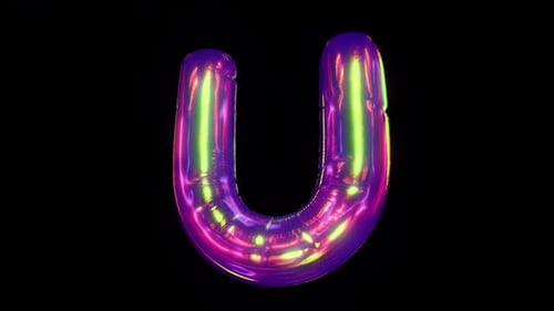 Futuristic Reflective Foil Balloon Letter U