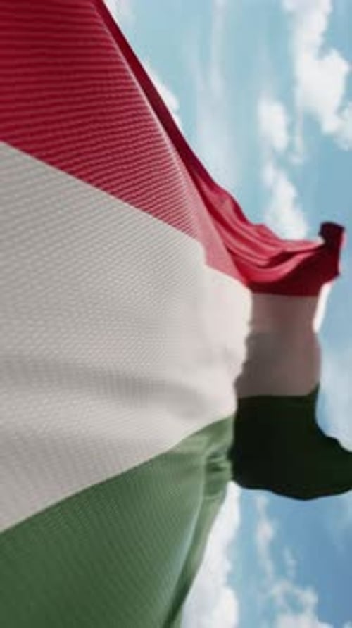 Hungary National Flag Realistic Waving Loop