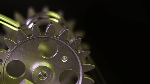 Metal Gears Turning in a Close Up Shot