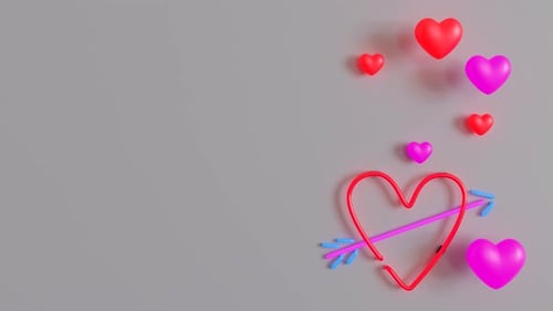 Animated background with hearts and copy space. Valentine's Day backdrop. Empty space
