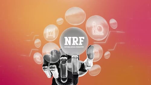 Touch screen technology Nrf National Retail Federation Robotic Concept Background 4K