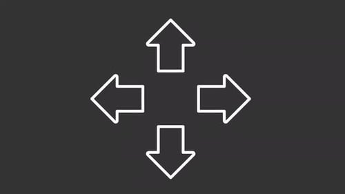 Animated linear arrow icons away from center