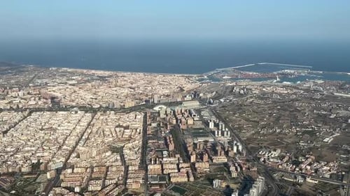 Aerial view of Valencia City, Spain, in a sunny day with blue sky