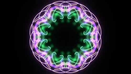 Aufregender Mandala-Hintergrund in Lila und Türkis und Gelb Vj Loop | 4K