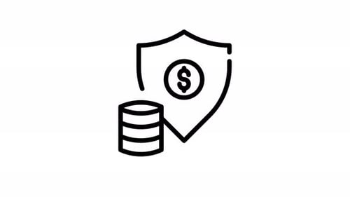 Animated Financial Security Shield and Coins Icon