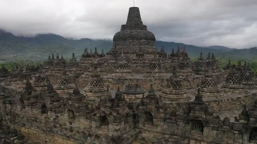 Luftaufnahme des Borobudur-Tempels, Zentral-Java, Indonesien