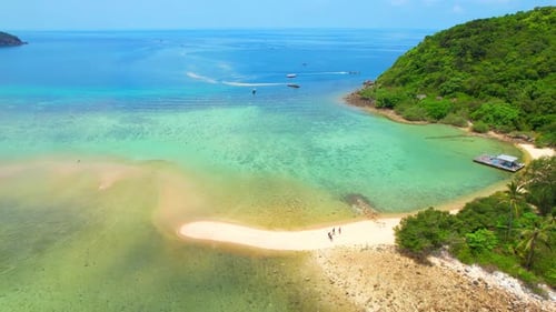 Tropical island and sandbar with stunning white sandy beaches