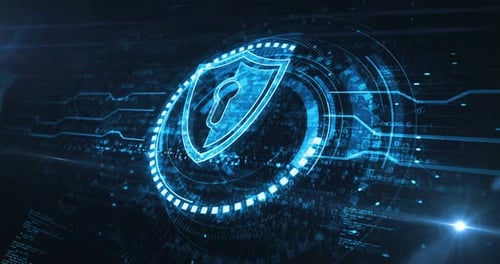 Cyber security and digital network protection symbol concept loop