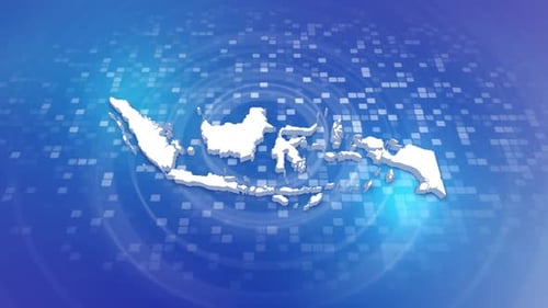 Indonesia Map Reveal on a Dynamic Digital Technology Background