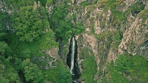 mountain waterfall aerial video
