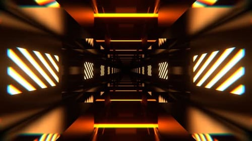 Blue And Light Orange Rhythmically Shimmering Striped Tunnel Background Vj Loop I 4K