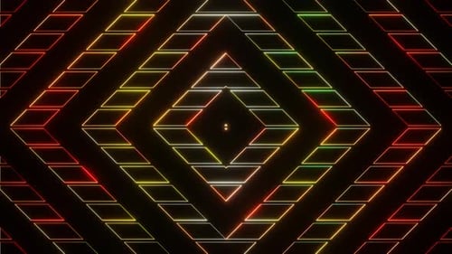 White And Yellow And Red Abstract Neon Glowing Sci Fi Cyberpunk Patterns Background Vj Loop In 4K