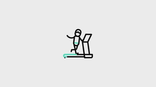 Minimalist Flat Design Icon of Person Running on Treadmill
