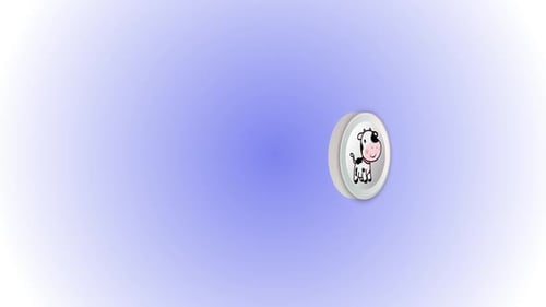 3D-Animation mit niedlichen Kuh-Symbolen