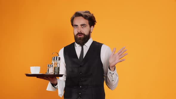 Restaurant Butler Acting Surprised, Food Stock Footage ft. restaurant ...