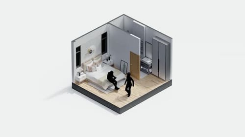 Design de chambre isométrique minimaliste