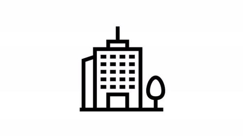 Minimalist Office Building Line Icon Animation