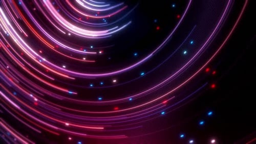 Glowing Neon Lines and Particles Abstract Background