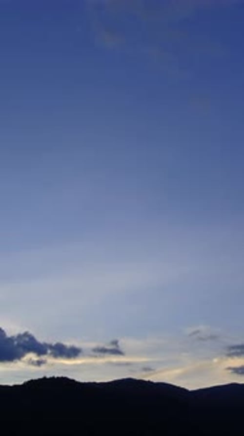 Beautiful Sky Sunset Over Mountain Silhouette