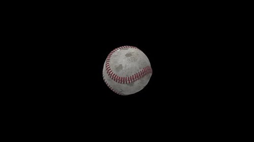 Gritty Baseball Spinning Isolated on Black Background