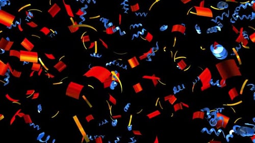 Dynamic Red Blue Gold Confetti Rain Celebration Overlay