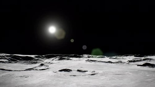 Dark Planet Surface Illuminated by Rising Star and Lens Flare