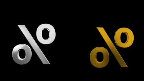 Gold And Silver Percent Sign 3d Loop Animation