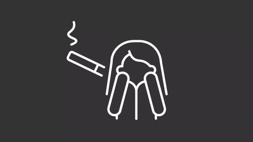 Minimalist Line Icon Animation: Person Smoking with Smoke