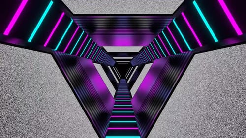 Noise Screen In Cyan And Pink Neon Tunnel Background Vj Loop In 4K