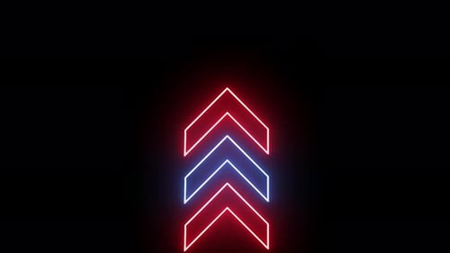 Glowing Neon Red and Blue Up Arrows Animation