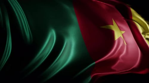 Cameroon National Flag Waving in the Wind Animation