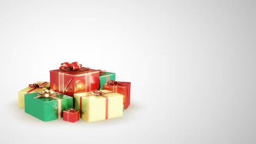 Festive Gift Boxes with Bows on White Surface