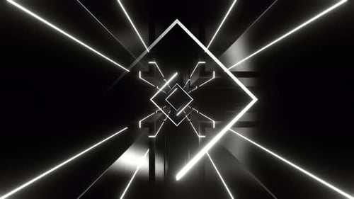 Black And White Neon Minimalist Space With Squares Background Vj Loop In 4K