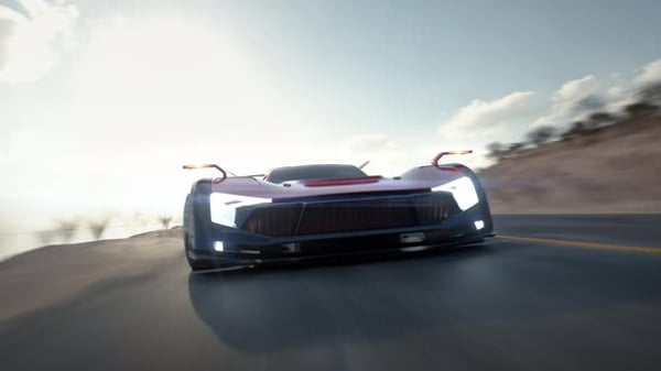 Screen of Car Racing Game with Sportscar Driving Fast Through ...