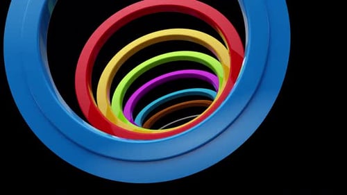 3D Loopable Colorful Circles Background With Alpha Channel