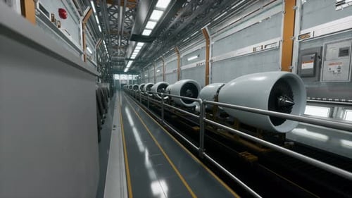 Moteurs d'avion sur la chaîne de production d'une usine de fabrication de pointe