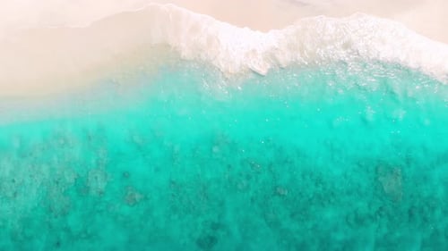 Tropical Beach with Turquoise Ocean Water and Waves Aerial View Top View of Paradise Island
