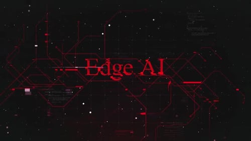 Edge Ai Text Over Futuristic Cyberspace Background