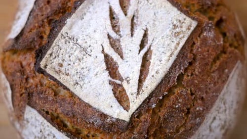 Close up of artisanal fresh bread with wholemeal flour