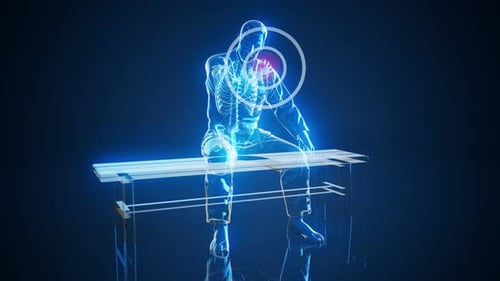 Holographic Human Skeleton with Shoulder Pain Animation