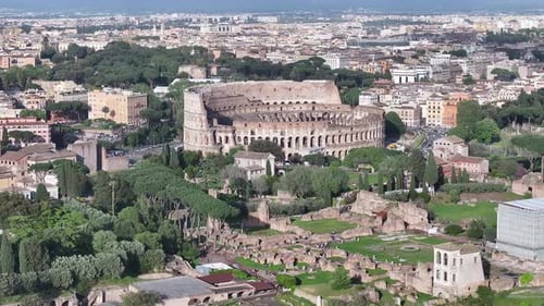 Rome Coliseum At Rome In Lazio Italy.