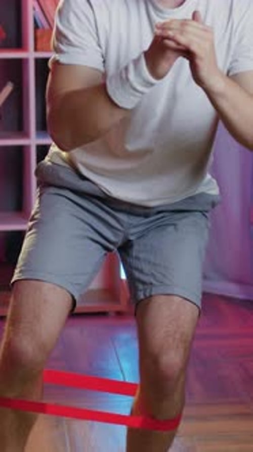 Front View of Goodlooking Confident Strong Muscular Bearded Man in Sportswear Which Workouting with
