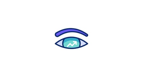 Animated Flat Design Eye Icon Revealing Upward Trend Arrow