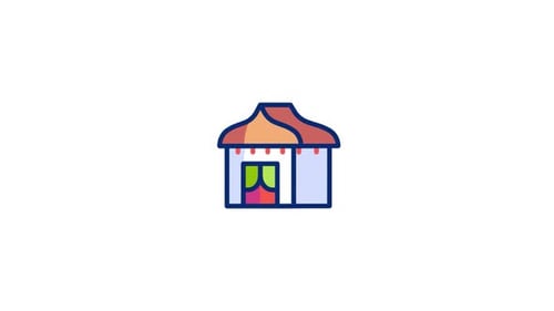 Animated Bouncing Hut Kiosk Icon
