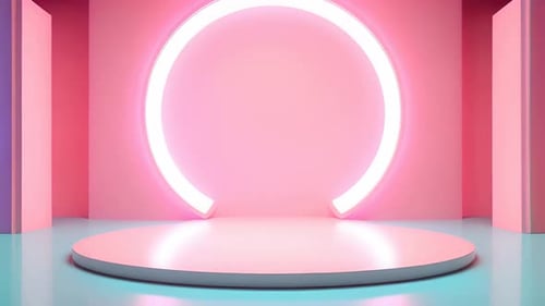 podium Futuristic showcase with platform for product displaying. Empty modern stage display