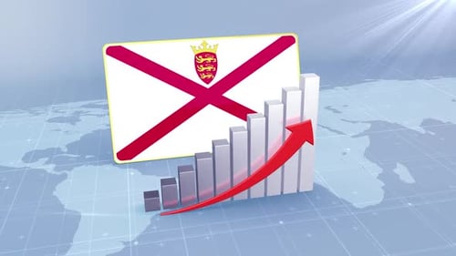 Jersey Economic Growth Bar Chart Graph Rising Red Arrow