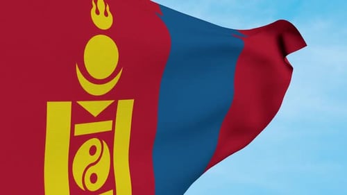 Mongolia Flag Waving Realistic Loop