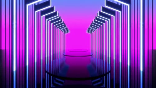 Abstract Neon Light Tunnel Stage Loop Background
