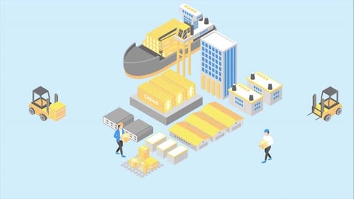 Flat Design Isometric Logistics and Supply Chain Animation