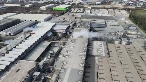 Aerial Factory Dirty Smoke